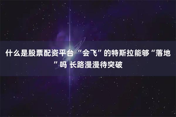 什么是股票配资平台 “会飞”的特斯拉能够“落地”吗 长路漫漫待突破